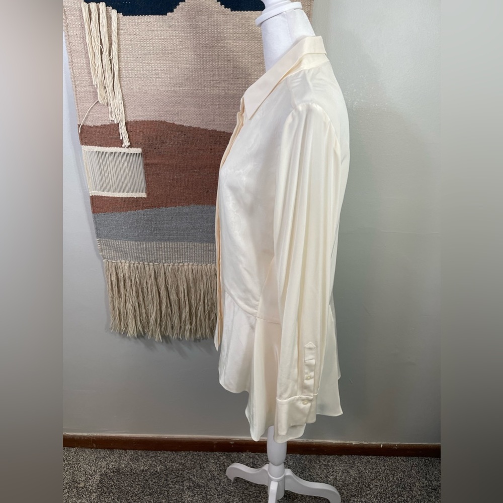 Etcetera Cream Lace Long Sleeve 10% Silk Tiered Blouse 10 - Picture 4 of 7